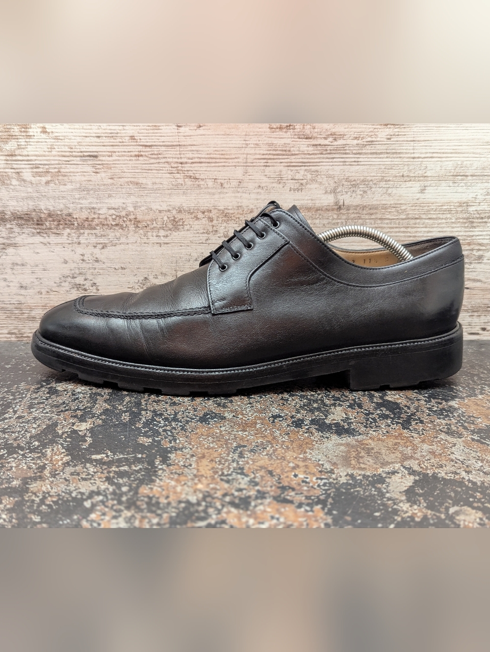 Mens Salvatore Ferragamo Apron Toe Oxford Shoes Sz 11.5 Black Leather 43819